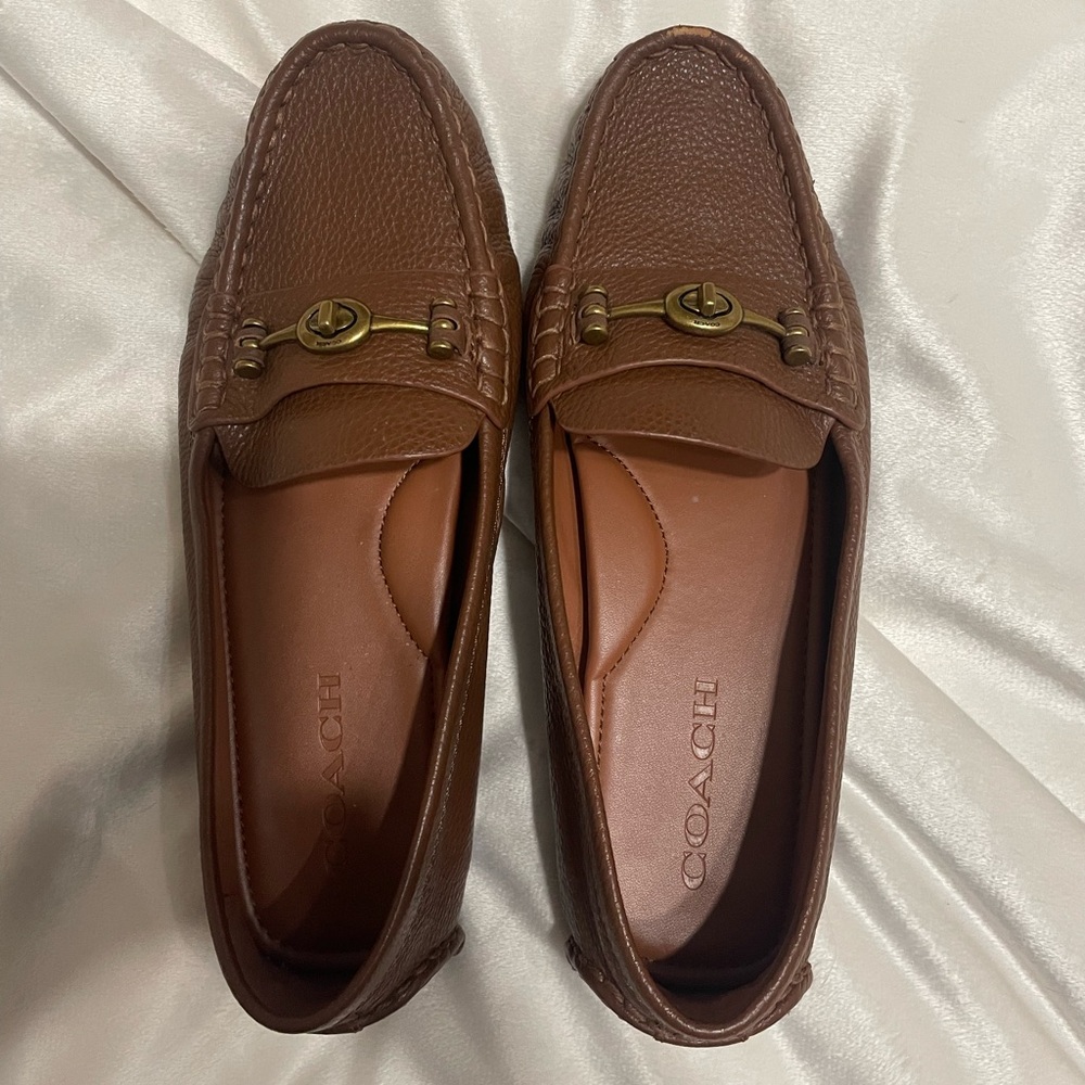 Coach Crosby Driver Turlock Flats Loafers in Tan Brown - Picture 3 of 12